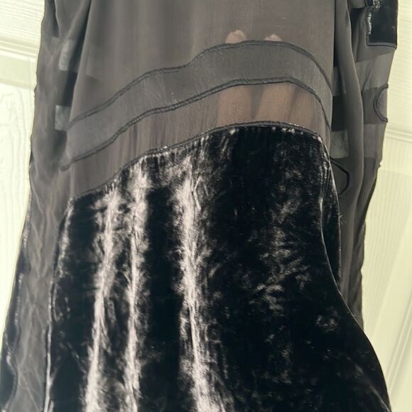 Sexy silk black chiffon velvet tank top Sz Medium - Picture 7 of 8